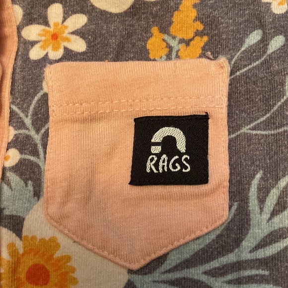 RAGS | Short sleeve Henley “Blue Poppy Floral — Coral sz 6-12 MO. EUC - Picture 4 of 4